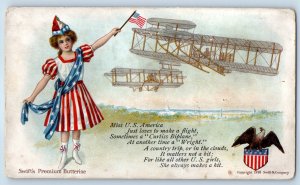 c1910's Miss US America Airplane Swift's Premium Butterine Advertising Postcard