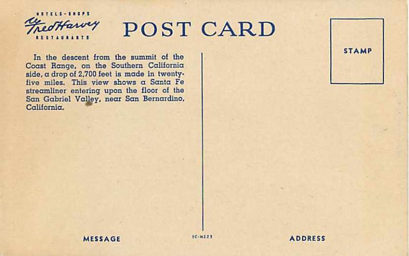 Santa Fe Railroad Streamliner Train at Cahon Pass California