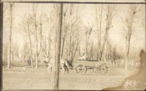 Crow Agency MT Crow Woman in Wagon c1910 Amateur Real Photo Postcard