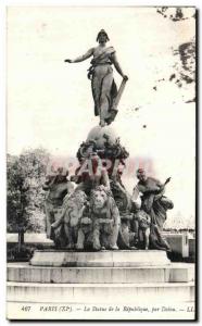 Old Postcard Paris Statue of the Republic by Dalou