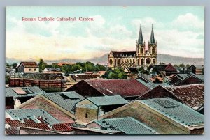 CANTON CHINA ROMAN CATHOLIC CATHEDRAL ANTIQUE POSTCARD printed in HONG KONG