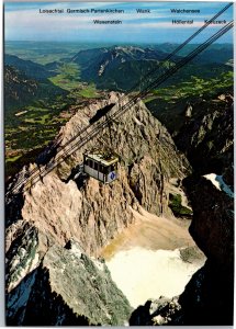 Postcard Germany Zugspitze view from highest peak tram