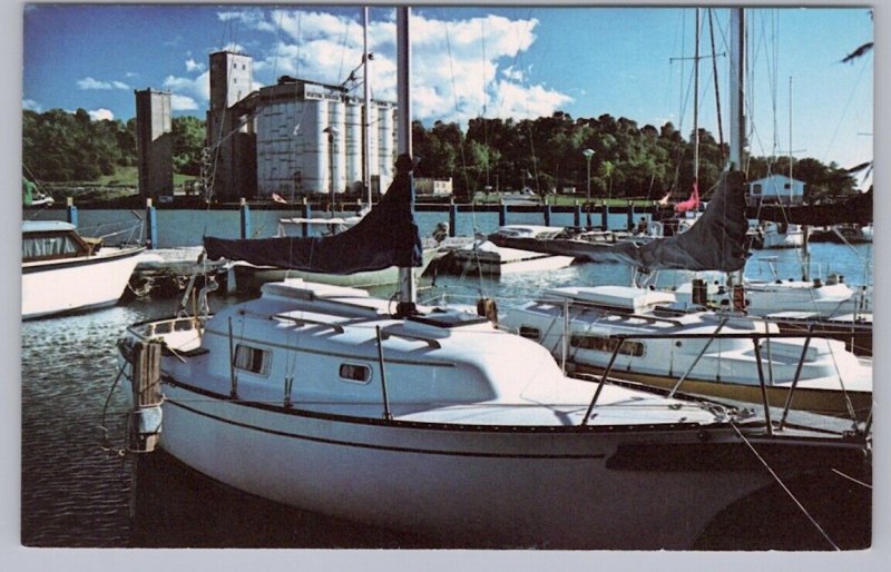 Pleasurecraft, Sailboats, Harbour, Goderich, Ontario, Vintage Chrome Postcard