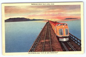 Utah Great Salt Lake Streamliner City of San Francisco Postcard C074