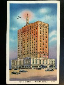 Vintage Postcard 1943 Allis Hotel Wichita Kansas