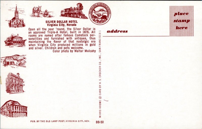 Postcard NV Virginia City - Silver Dollar Hotel