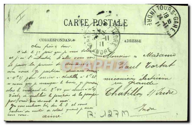 Postcard Old Tours Municipal Theater