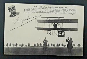 Mint Vintage France 1910 Roger Sommer Biplane Signature Real Photo Postcard