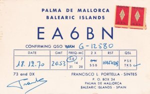 Palma De Mallorca Balearic Islands Spanish 1970s Vintage Radio QSL Card