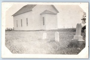 Birmingham Iowa IA Postcard RPPC Photo Church Cemetery c1910's Posted Antique