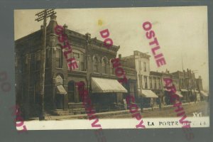 La Porte City IOWA RPPC 1907 MAIN STREET nr Waterloo Vinton Dysart Jesup Traer