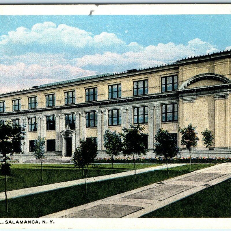 c1910s Salamanca, NY High School Litho Photo Postcard HH Hamm Erie A33