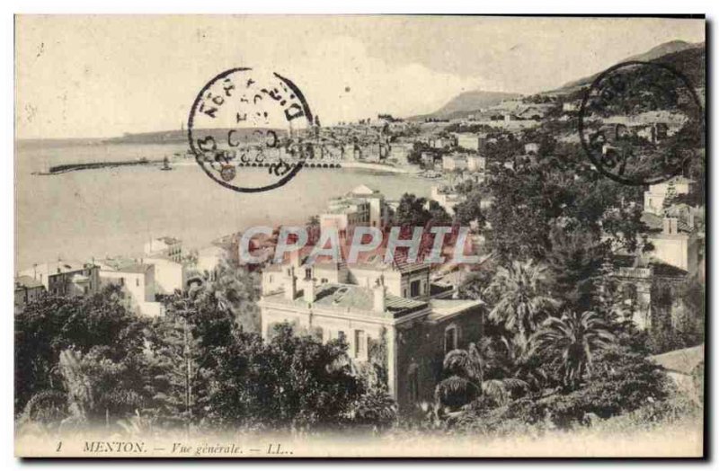 Old Postcard Menton Vue Generale