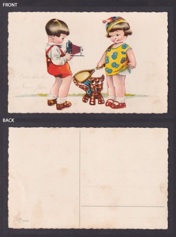 Vinatge postcard GERMANY, Children with a camera