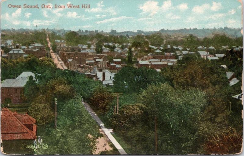 Owen Sound from West Hill Ontario ON c1909 Antique Postcard D38