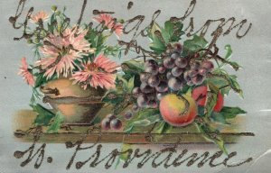 Vintage Postcard 1910's Greetings from Providence Rhode Island Fruit Flowers