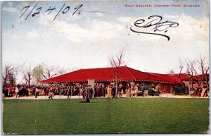 VINTAGE POSTCARD THE GOLF SHELTER AT JACKSON PARK CHICAGO ILL POSTED 1909 CREASE