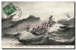 Old Postcard Le Havre output d & # 39un lifeboat Sloop in distress