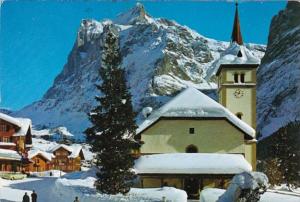 Switzerland Grindelwald Kirche Wetterhorn 1970