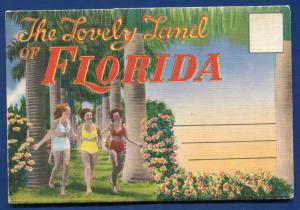 Florida the Lovely Land Seaboard Lines Train Miami Beach postcard folder 