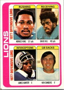 1978 Topps Football Card '77 Team Leaders King Hill Hunter Sanders Lions...