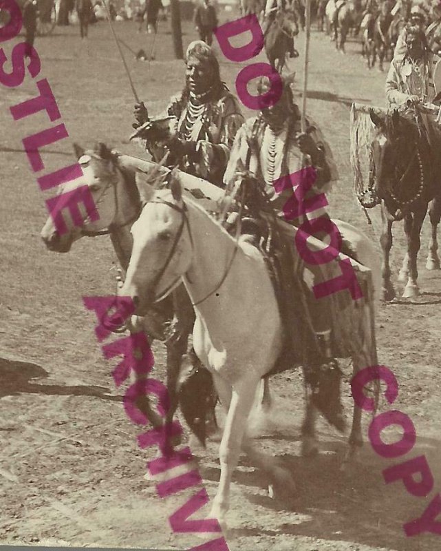 Lethbridge AB CANADA RPPC c1910 INDIAN PARADE Indians SOLDIER Horses CELEBRATION