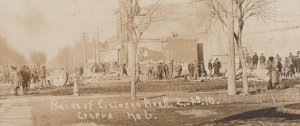 Geneva NEBRASKA RPPC 1910 FIRE CITIZENS BANK Ruins Crowd nr York Crete Hastings