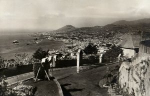 C. 1910 Funchal Madeira Town Harbor View RPPC Real Photo Ships Postcard Z4