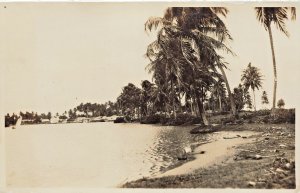 Puerto Rico PR~View of houses across water~1920s REAL PHOTO POSTCARD