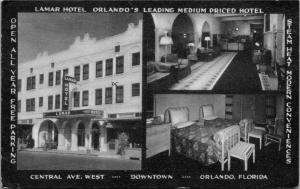 Lamar Hotel Central Ave West Orlando FL c1945 Multi View Vintage Postcard H13