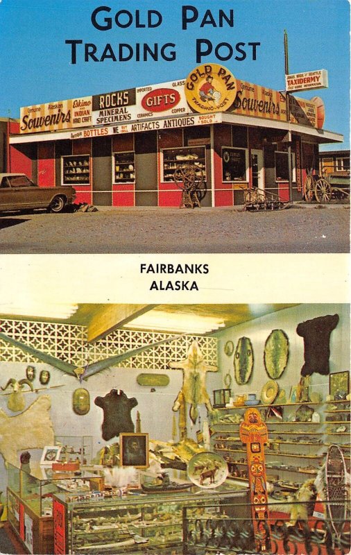 Fairbanks Alaska 1960s Postcard Gold Pan Trading Post