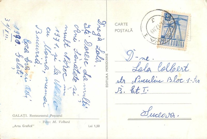 Romania Galati Restaurant Pescarul Postcard