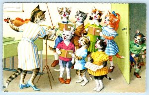 Mainzer DRESSED CATS ~ CHOIR PRACTICE Anthropomorphic # 4741 Spain Postcard