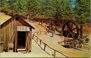 Vtg Columbia California CA Miner's Cabin & Water Wheel 1960s Old View Postcard