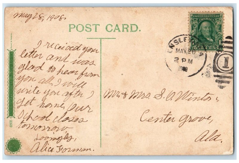 1910 Birmingham High School Exterior Birmingham Alabama AL Posted Trees Postcard