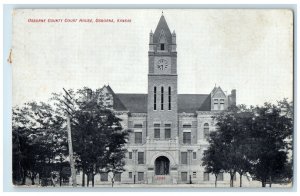 1910 Osborne County Court House Exterior Osborne Kansas KS Posted Trees Postcard