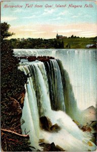 Horse-shoe Fall Goat Island Niagara Falls Antique Germany Postcard PM Cancel WOB 