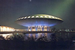 VINTAGE CONTINENTAL SIZE POSTCARD EVOLUON BUILDING EINDHOVEN NETHERLANDS