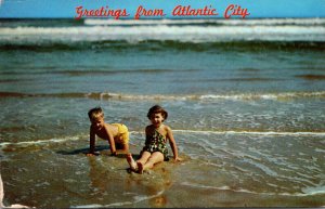 New Jersey Greetings From Atlantic City Children Enjoying The Beach 1962