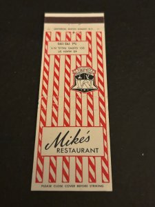 Vintage Matchbook Cover Mike's Restaurant South Glen Falls, New York MB181
