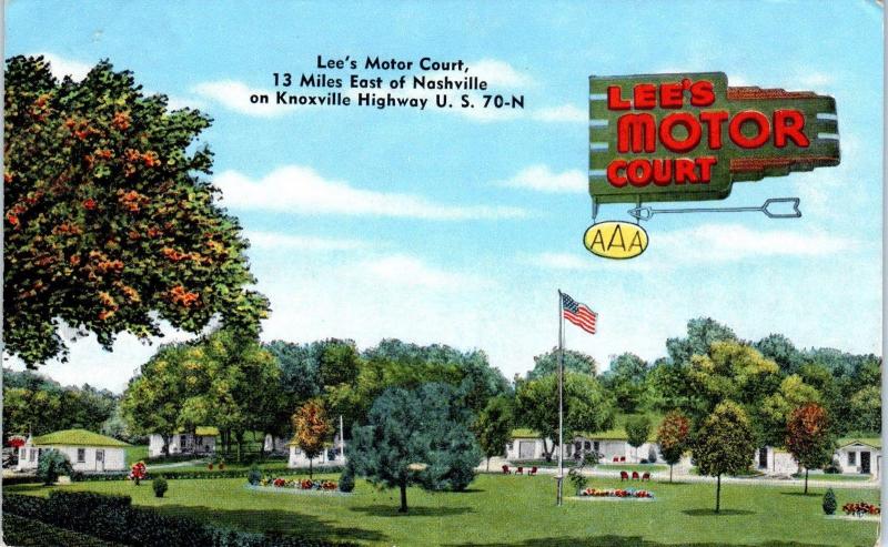 NASHVILLE, TN Tennessee   LEE'S MOTOR COURT  c1940s  Roadside  Postcard