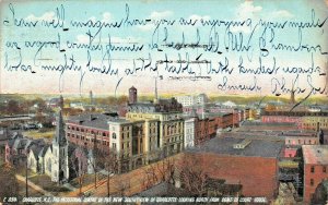 CHARLOTTE~INDUSTRIAL CENTRE SOUTH~SOUTH VIEW FROM COURT HOUSE DOME-1909 POSTCARD