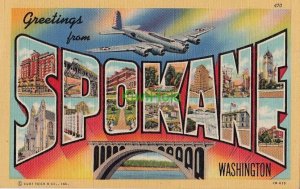 Postcard Large Letters Greetings from Spokane Washington WA