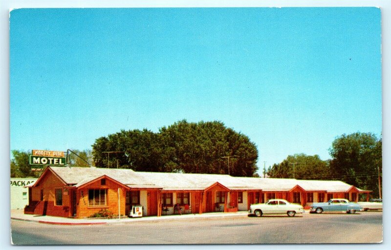 Postcard NV Las Vegas c1950's Knotty Pine Motel Hiway 91 7up Cooler L14