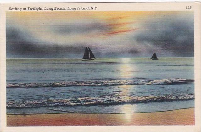New York City Long Island Sauiling At Twilight At Long Beach