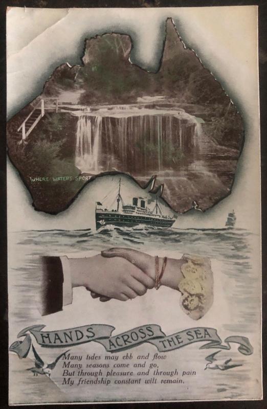 Mint Australia Picture Postcard PPc Hands Across The Sea 1924