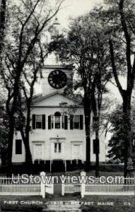 Real Photo, First Church, 1818 in Belfast, Maine