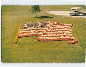 Postcard American Flag Arranged in Petunia Bed Rocky Reach Dam Washington USA