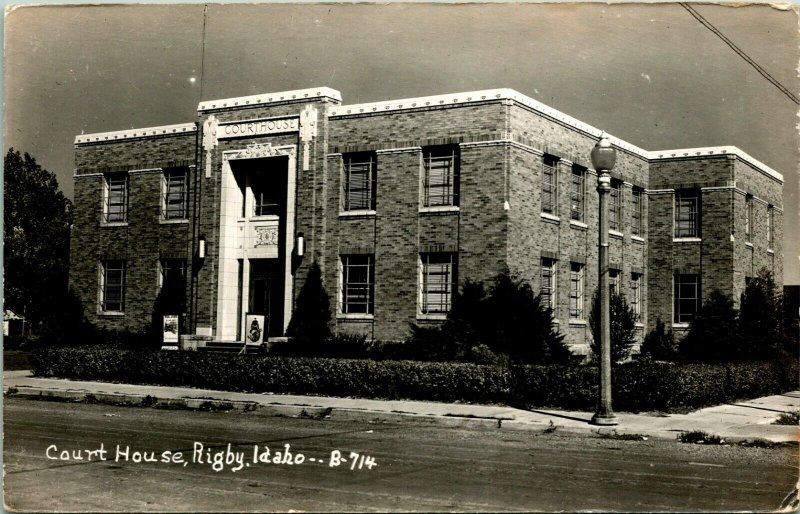 Vtg Cartolina 1940s RPPC Tribunale Casa - Rigby Idaho - Unp