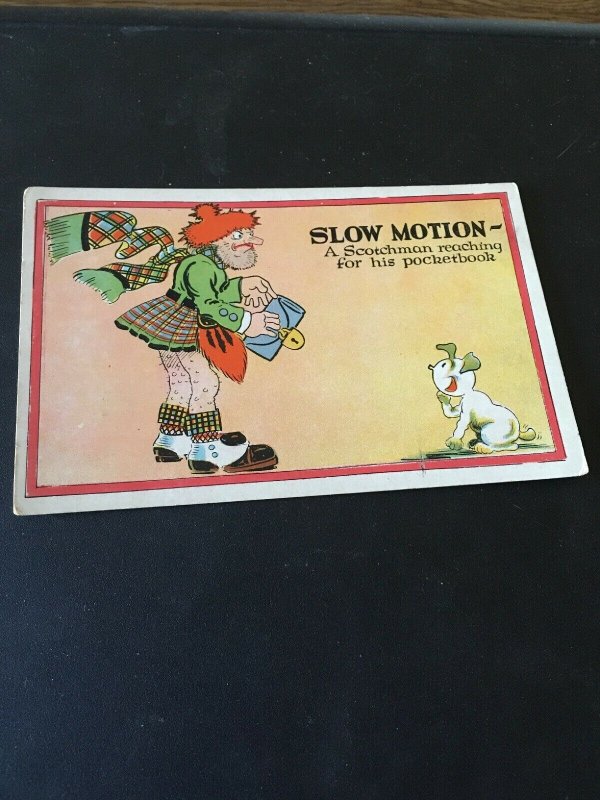 Vintage Postcard - Slow Motion, A Scotchman Reaching for His Pocketbook, Humor